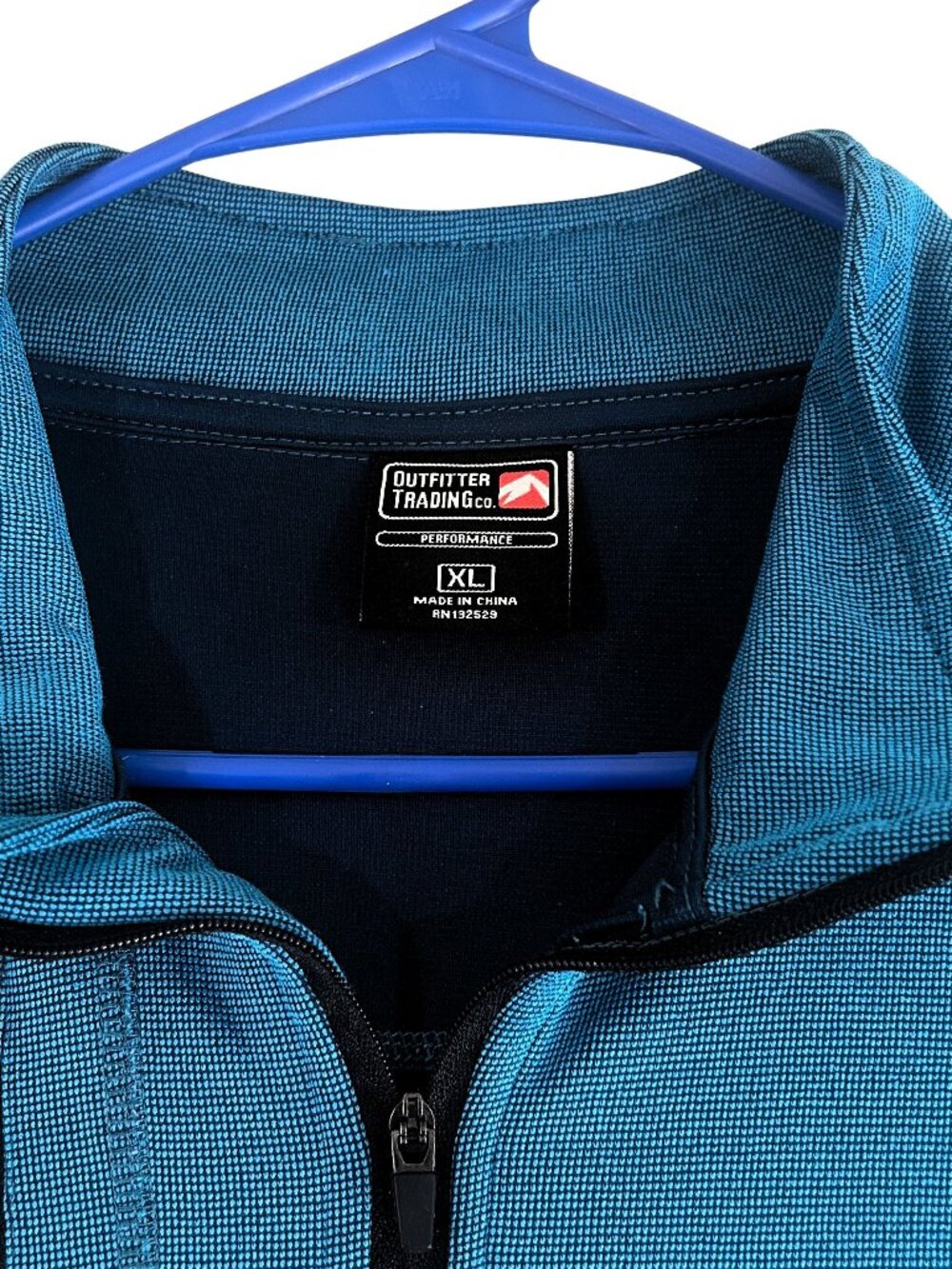 Outfitter Trading Co. Performance Quarter Zip Fleece Pullover Xl Teal Blue Navy